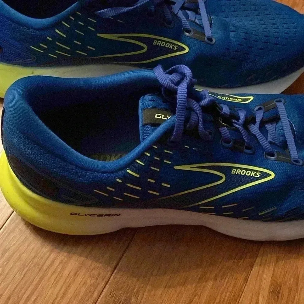 Brooks glycerin 20 men’s shoes - size 12.5- bright blue w yellow accent